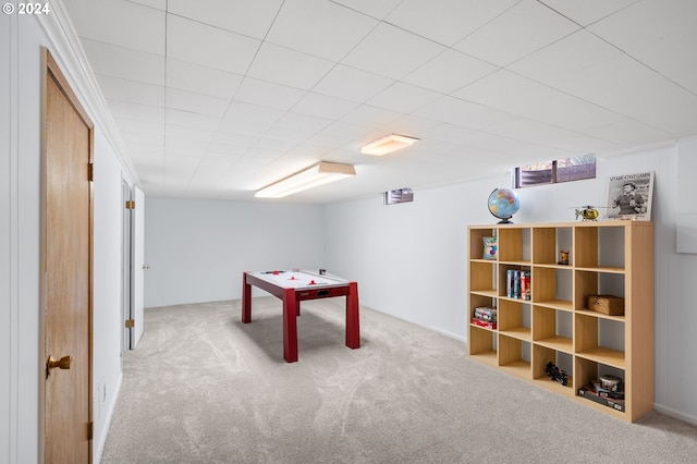 recreation room featuring carpet floors