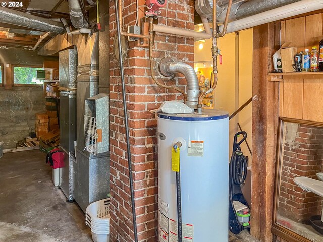 utility room with water heater