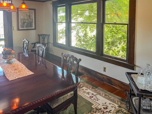 dining area with hardwood / wood-style floors