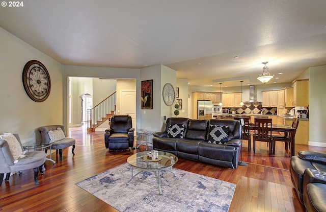 living room with wood-type flooring