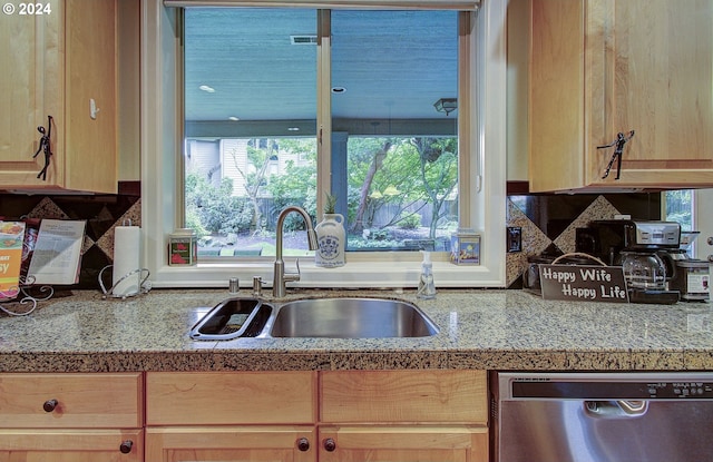 kitchen with stainless steel dishwasher and sink