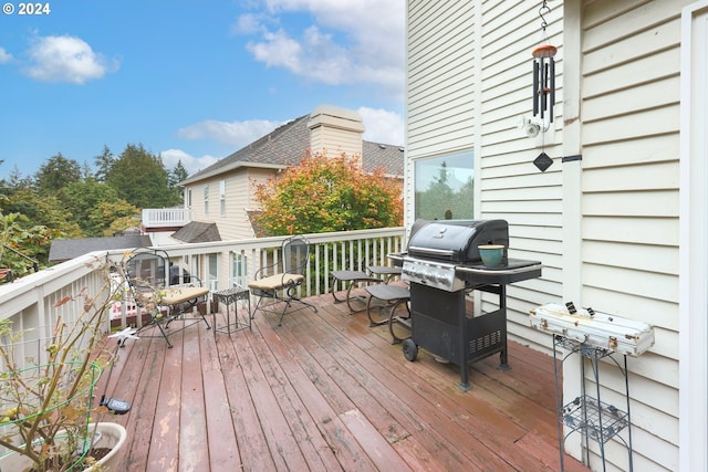 deck with a grill