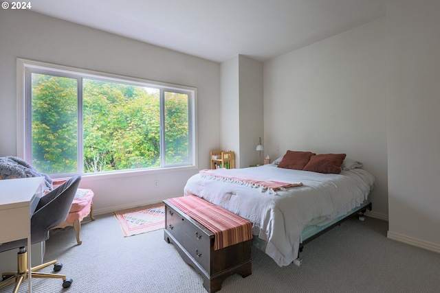 carpeted bedroom featuring baseboards