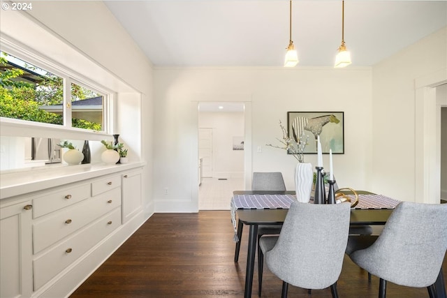 dining room with dark wood-type flooring