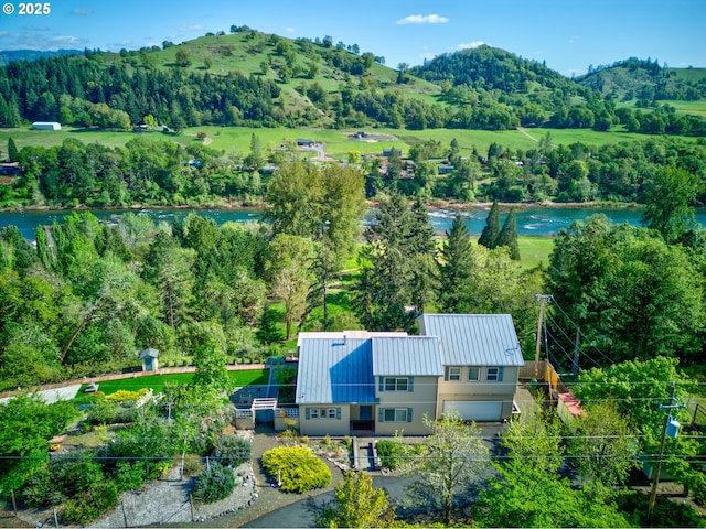 14115 N Bank Rd, Roseburg, OR 97470 - aerial view of property and surrounding area with a water and mountain view