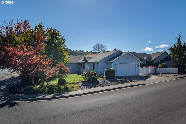 view of front facade with a garage and a front lawn