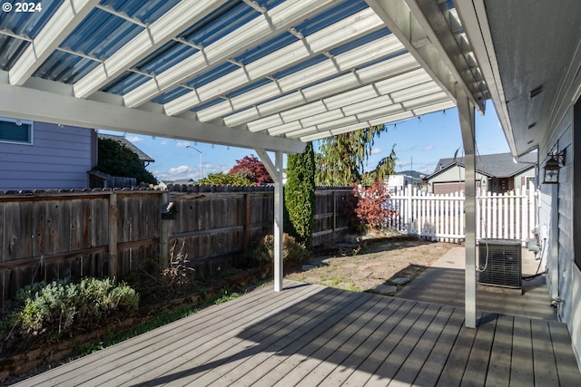 wooden terrace with central air condition unit