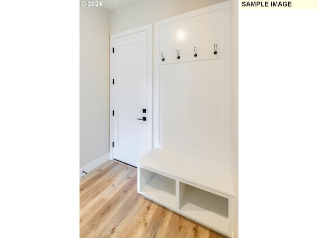 mudroom featuring light hardwood / wood-style flooring