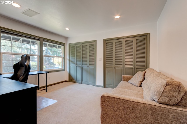 office area with light carpet