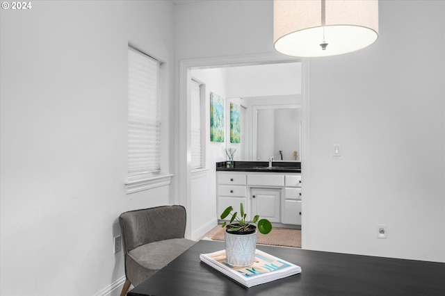 dining room featuring sink