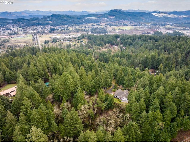 birds eye view of property with a mountain view