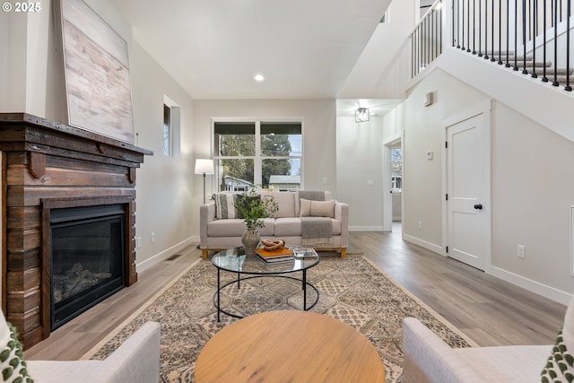 living room with light wood-type flooring