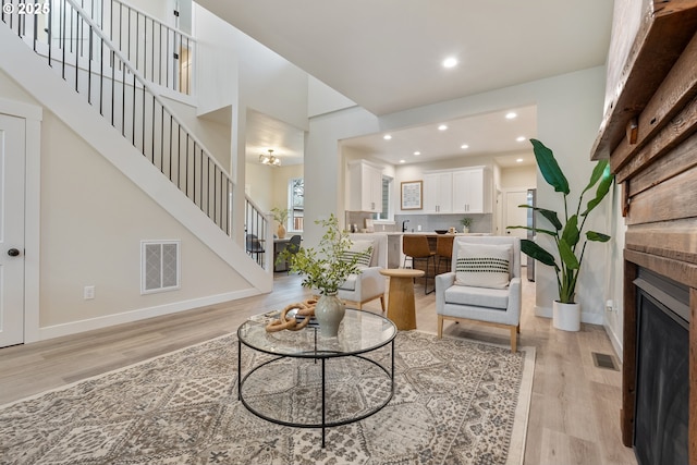 living room featuring light hardwood / wood-style flooring