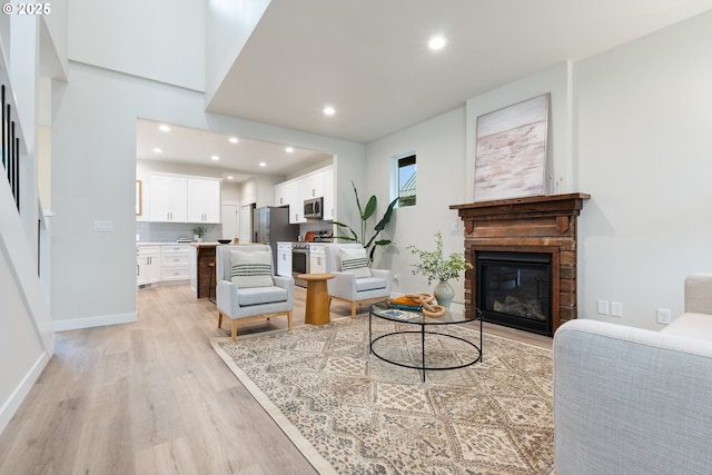 living room with light wood-type flooring