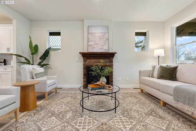 living room with light wood-type flooring