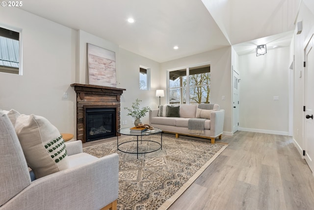 living room with light wood-type flooring