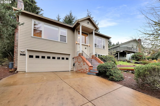 bi-level home with a garage