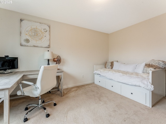 office area featuring light colored carpet