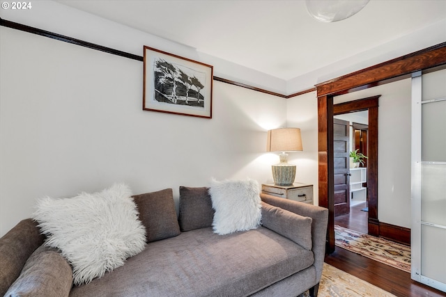 living room with hardwood / wood-style flooring