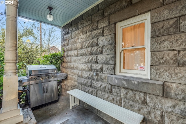 view of patio / terrace featuring area for grilling and covered porch