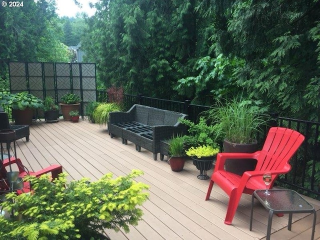 deck with an outdoor living space