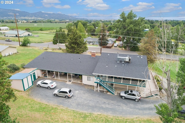 drone / aerial view with a mountain view