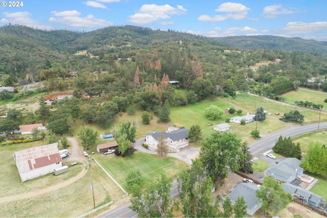 birds eye view of property with a forest view