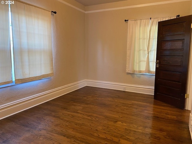 empty room featuring dark hardwood / wood-style floors