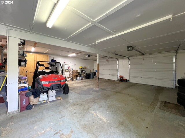 garage with a garage door opener