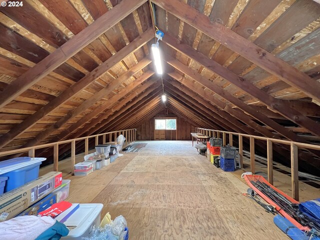 view of unfinished attic