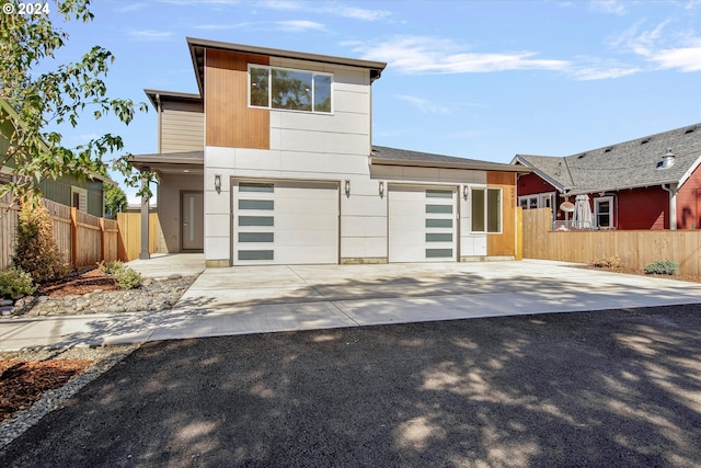 modern home featuring a garage