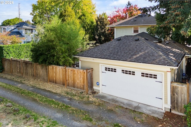 exterior space featuring a garage