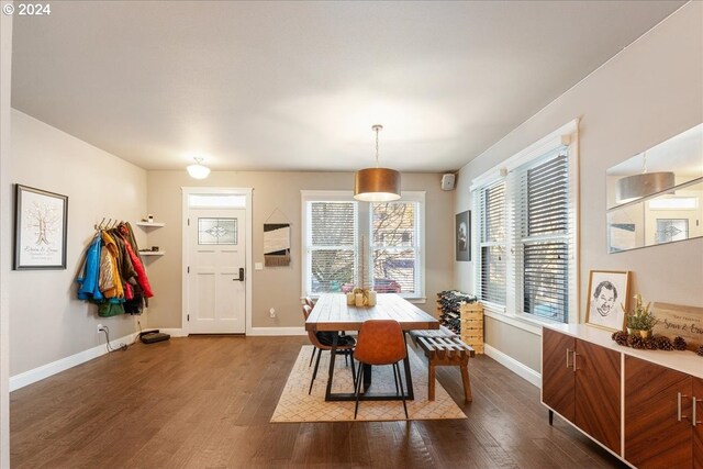 dining room with dark wood-type flooring