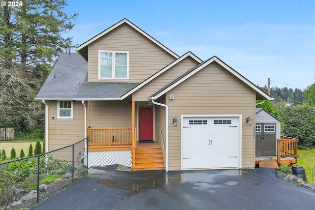 view of front of property with a garage