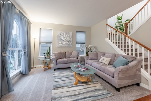 carpeted living room with a wealth of natural light