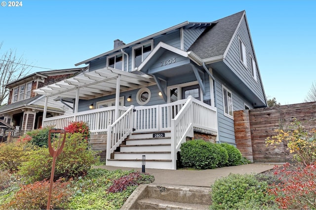 view of front of home featuring covered porch