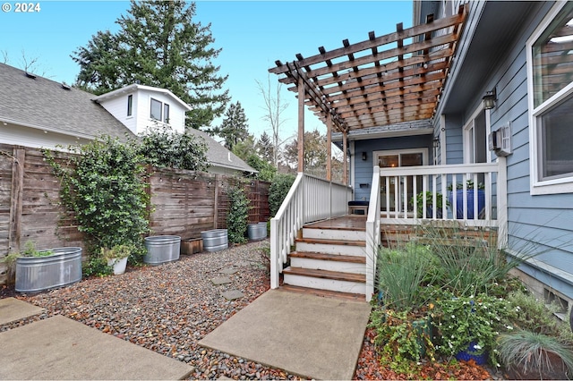 exterior space with a pergola