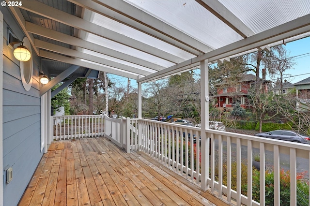 wooden terrace featuring a porch