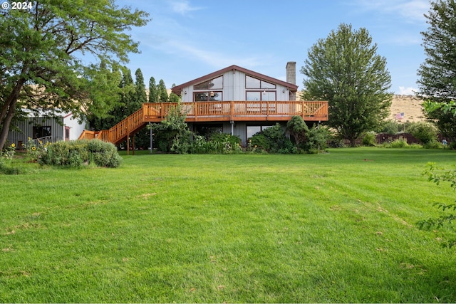 view of yard featuring a deck