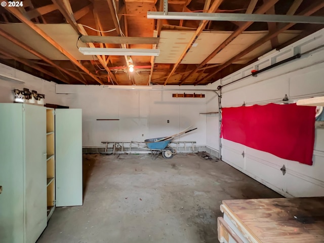 garage with white refrigerator