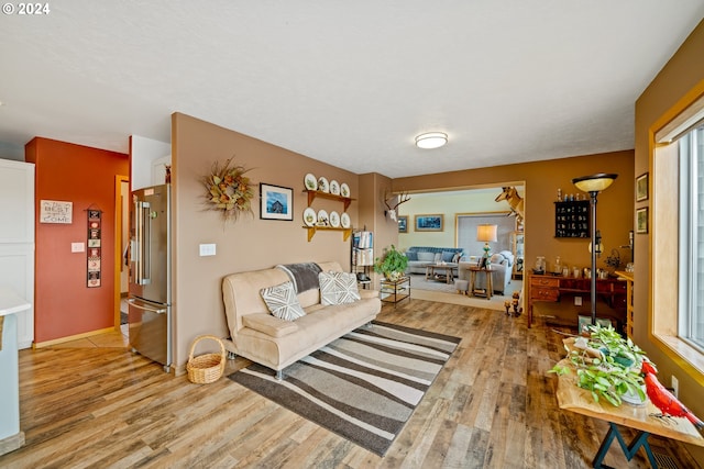 living room featuring light wood-type flooring