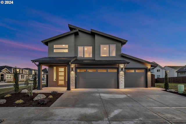 view of front of house with a garage