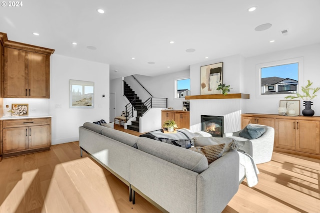 living room with light wood-type flooring