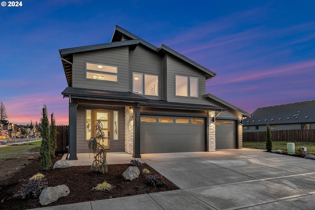 view of front of house with a garage