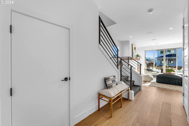 foyer entrance featuring light hardwood / wood-style floors