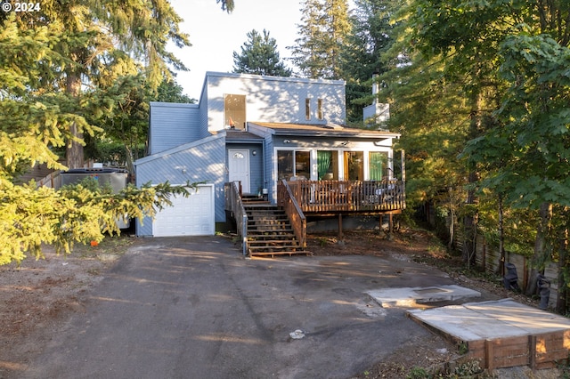 view of front of home with a deck