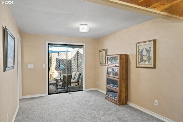 spare room featuring baseboards and carpet flooring