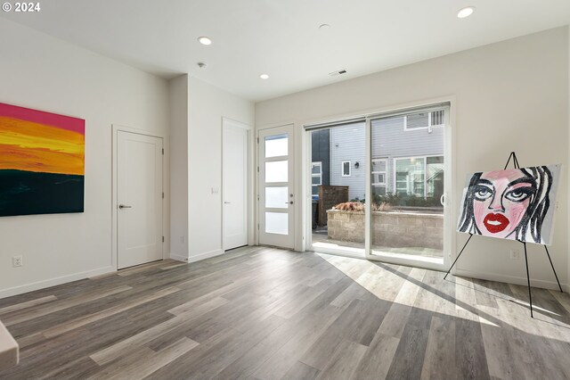 interior space featuring plenty of natural light and hardwood / wood-style floors