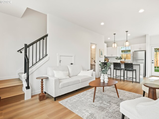 living room featuring light hardwood / wood-style flooring