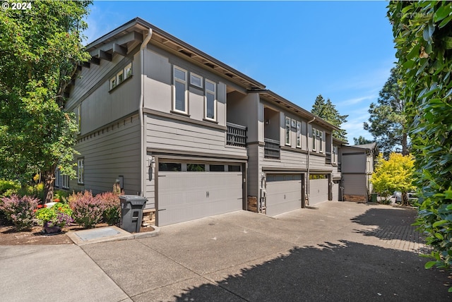 view of home's exterior with a garage